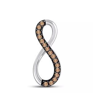 Diamond Infinity Brown Chocolate Pendant 10k White Gold Charm